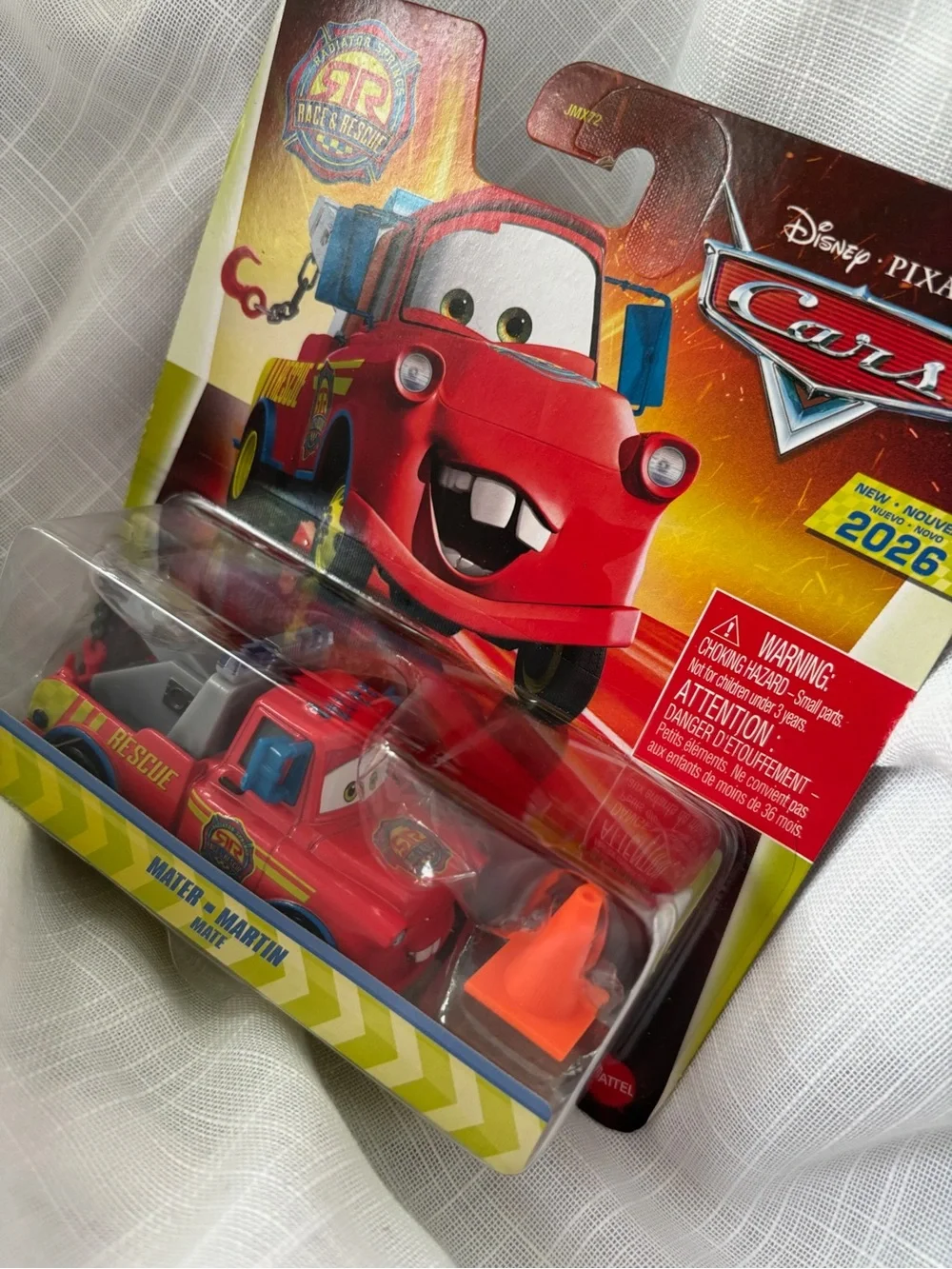 Disney Pixar Cars Race and Rescue Mater w/ cone Tow Mater Diecast Mattel 1:55